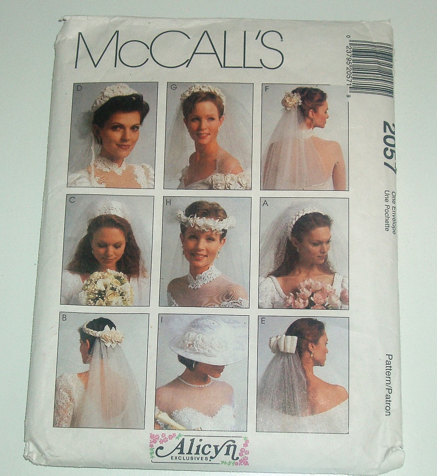 McCall’s 2057 Sewing Pattern Bridal Veil Variations & Hat Misses One Size 1999