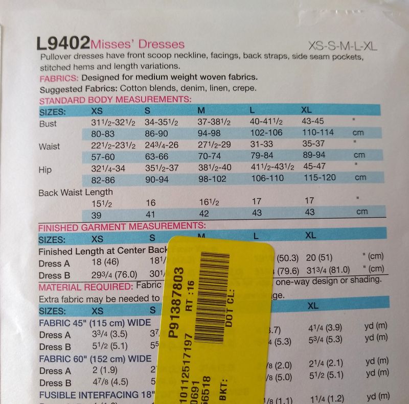 It's Sew Simple McCalls L9402 Misses Sleeveless Dress Sz XS-XL