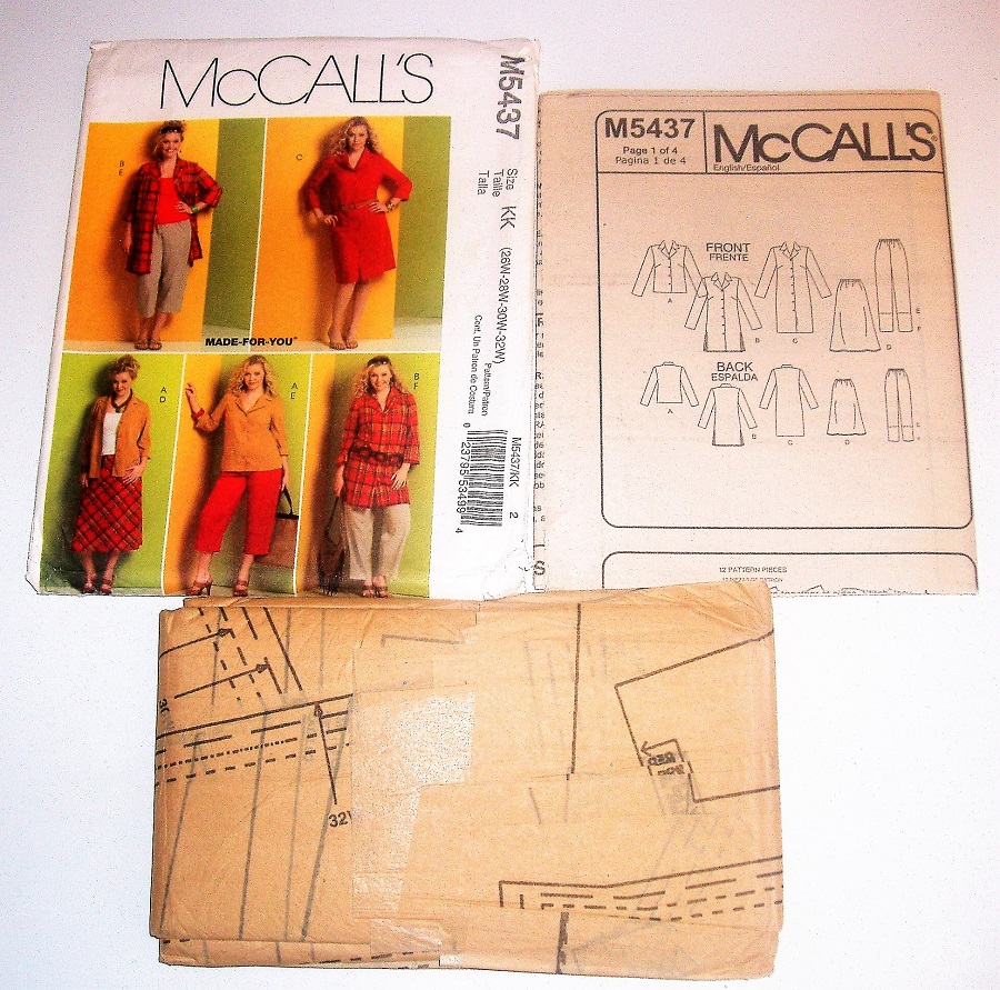 McCall's M5437 Sewing Pattern Women's Plus Size Basic Wardrobe Essentials Sz 26W=32W
