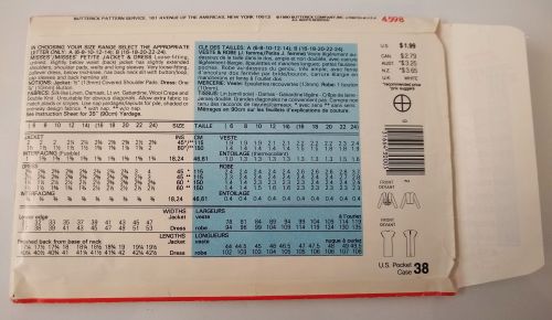 Butterick See & Sew 4598 Misses Jacket & Dress Sewing Pattern (Sizes 6–14)