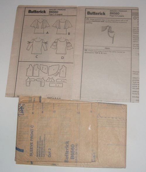 Butterick B6560 Sewing Pattern Misses Cold Shoulder Knit Tops Sizes 6–14