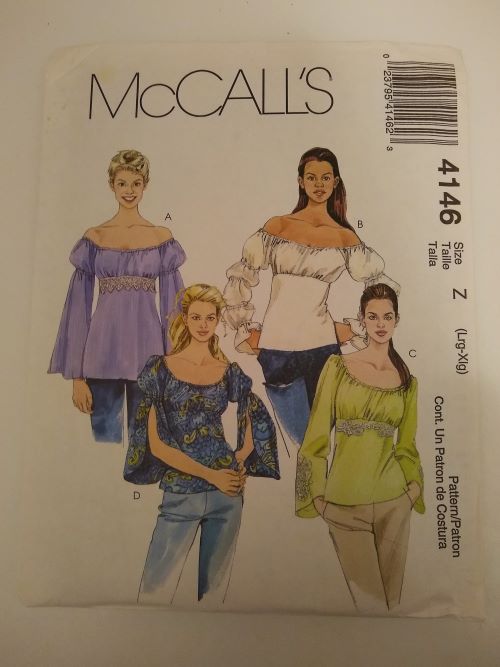 McCall’s 4146 Misses Stretch Knit Tops Sewing Pattern Sizes L-XL (2003)