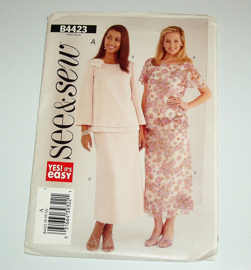 Butterick B4423 See & Sew Sewing Pattern Misses/MP Top & Skirt Sz 8-12
