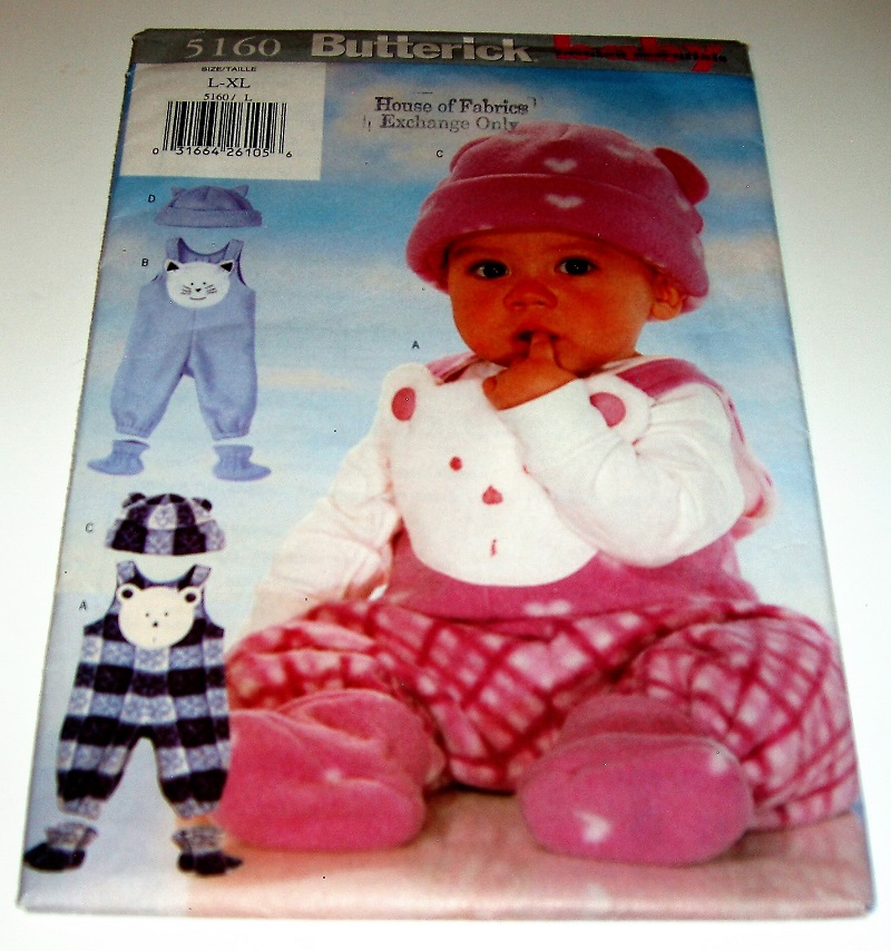 Butterick 5160 Infant’s Jumpsuit, Hat & Booties Sewing Pattern – Sizes L–XL – 1997