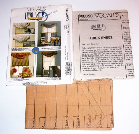 McCall's  M6050 Sewing Pattern Home Dec In A Sec Swag Curtain Shade