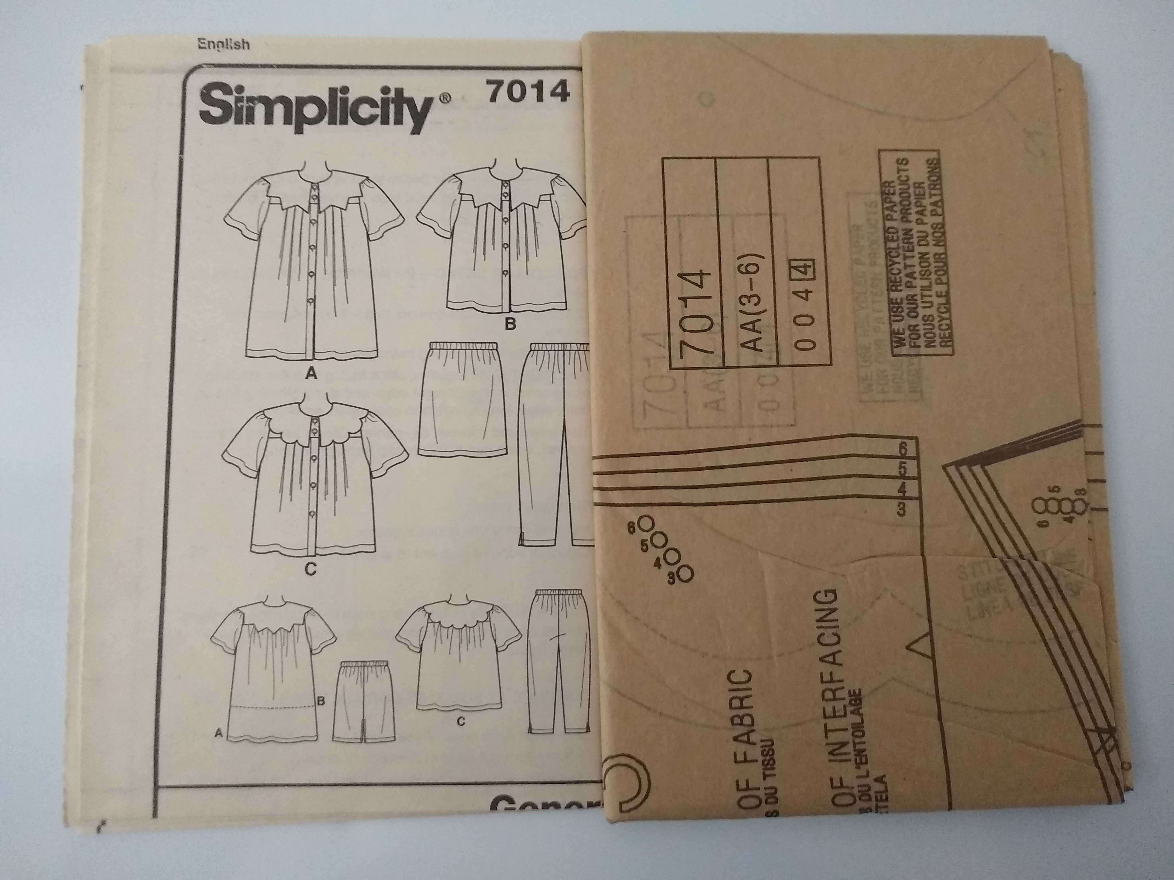Simplicity 7014 Girls Dress, Top, Skirt & Pants Sewing Pattern – Sizes 3-6