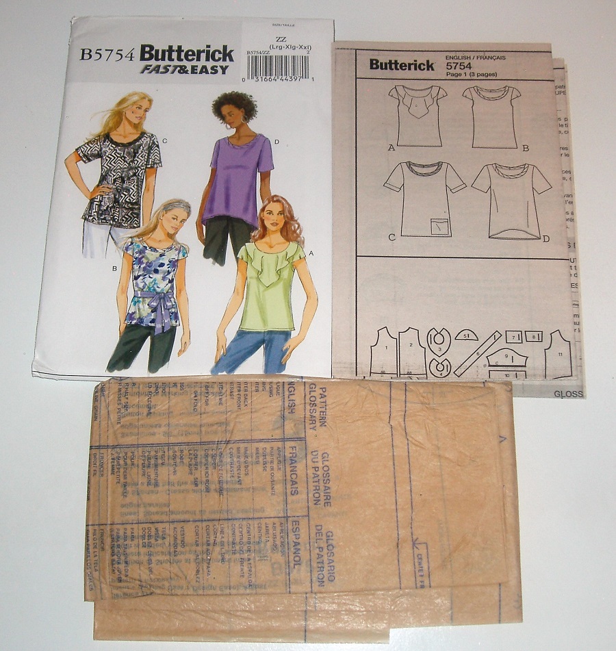 Butterick B5754 Fast & Easy Sewing Pattern Misses Loose-fitting Pullover Tops Sz L-XXL