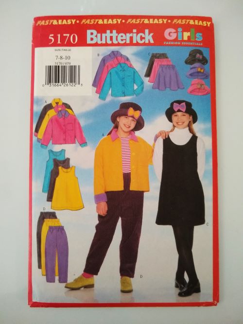 Butterick 5170 Girls Jacket, Jumper, Pants, Skirt & Hat Sewing Pattern (Sizes 7–10)
