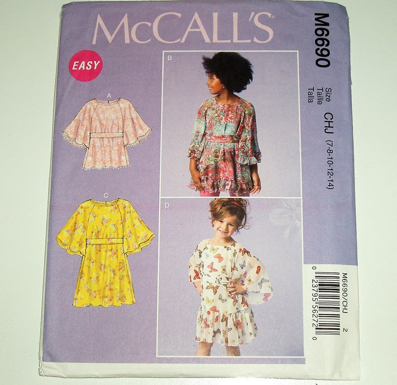 McCall's M6690 Sewing Pattern Girl's Boho Dress Or Tunic Sizes 7-14