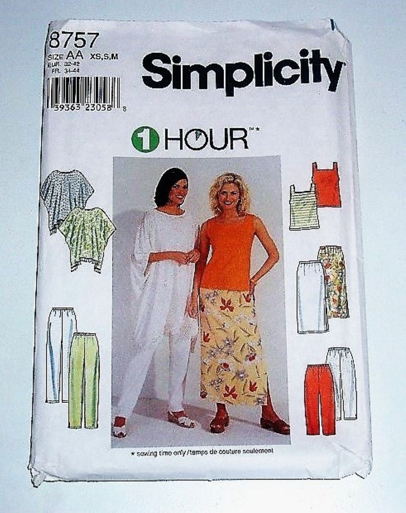 Simplicity 8757 Misses Skirt, Pants, Poncho & Knit Tank Sewing Pattern 1 Hour Easy Sew Sz XS–M