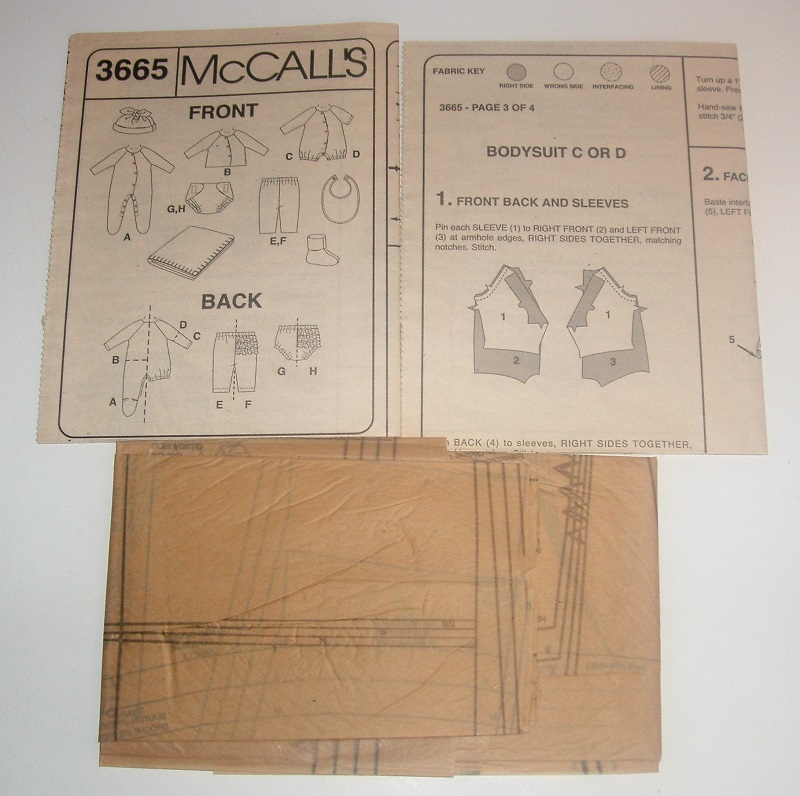 McCall's 3665 Baby Clothing Layette Sewing Pattern Sz NB-L