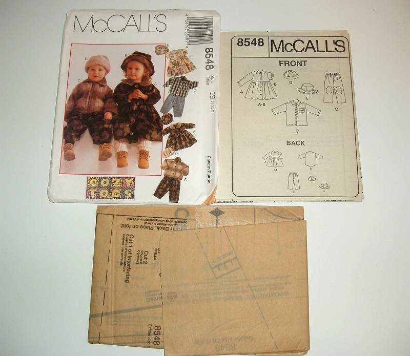 McCall’s 8548 Sewing Pattern Toddler’s Unisex Jacket, Dress, Pants & Hat Sizes 1–3