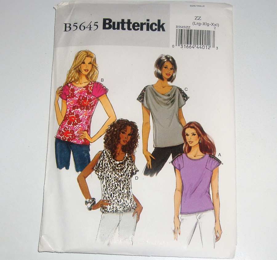 Butterick B5645 Sewing Pattern Misses Close-fitting tops Sz L-XXL