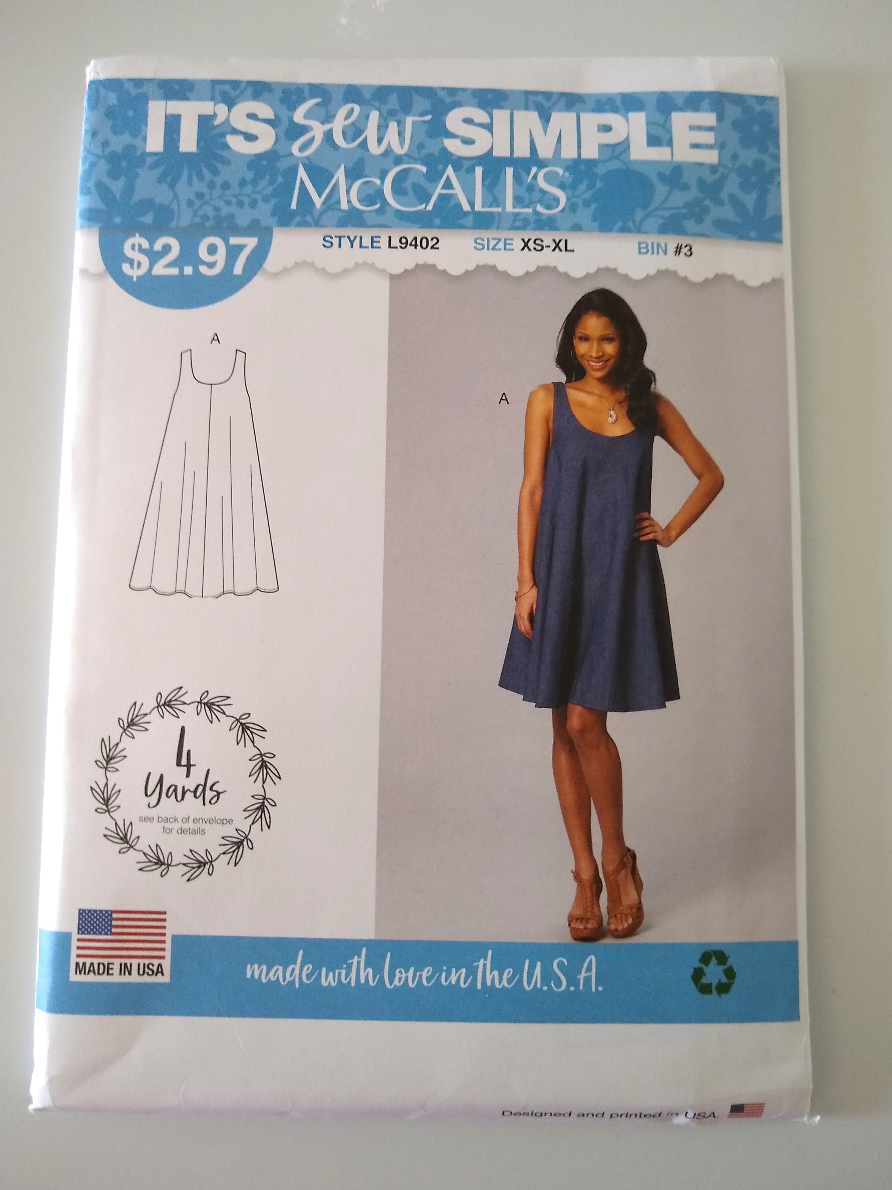 It's Sew Simple McCalls L9402 Misses Sleeveless Dress Sz XS-XL