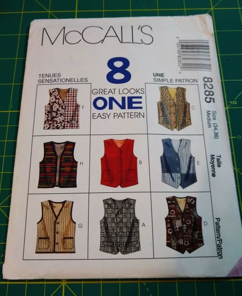 McCall’s 8285 Unisex Lined Vest Pattern (1996) – Size Medium 34-36 Chest