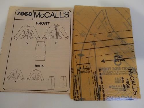 McCall's 7968 Lida Baday Sewing Pattern Lined Jacket and Skirt Sz 8 (1995)