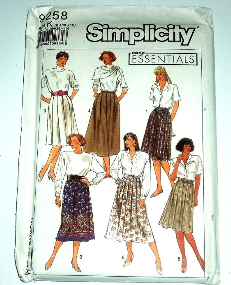 Simplicity 9258 Misses Pleated or Gathered Skirts Sewing Pattern Sizes 8–12