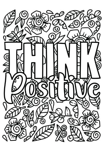 Think Positive Coloring Page