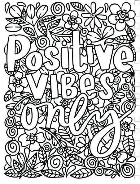 Think Positive Coloring Page