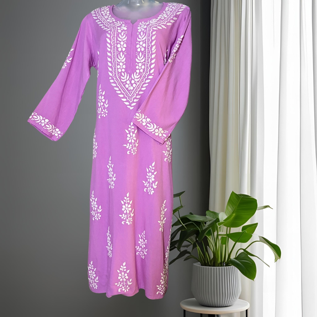Aleena Rayon Orchid Purple Long Kurti
