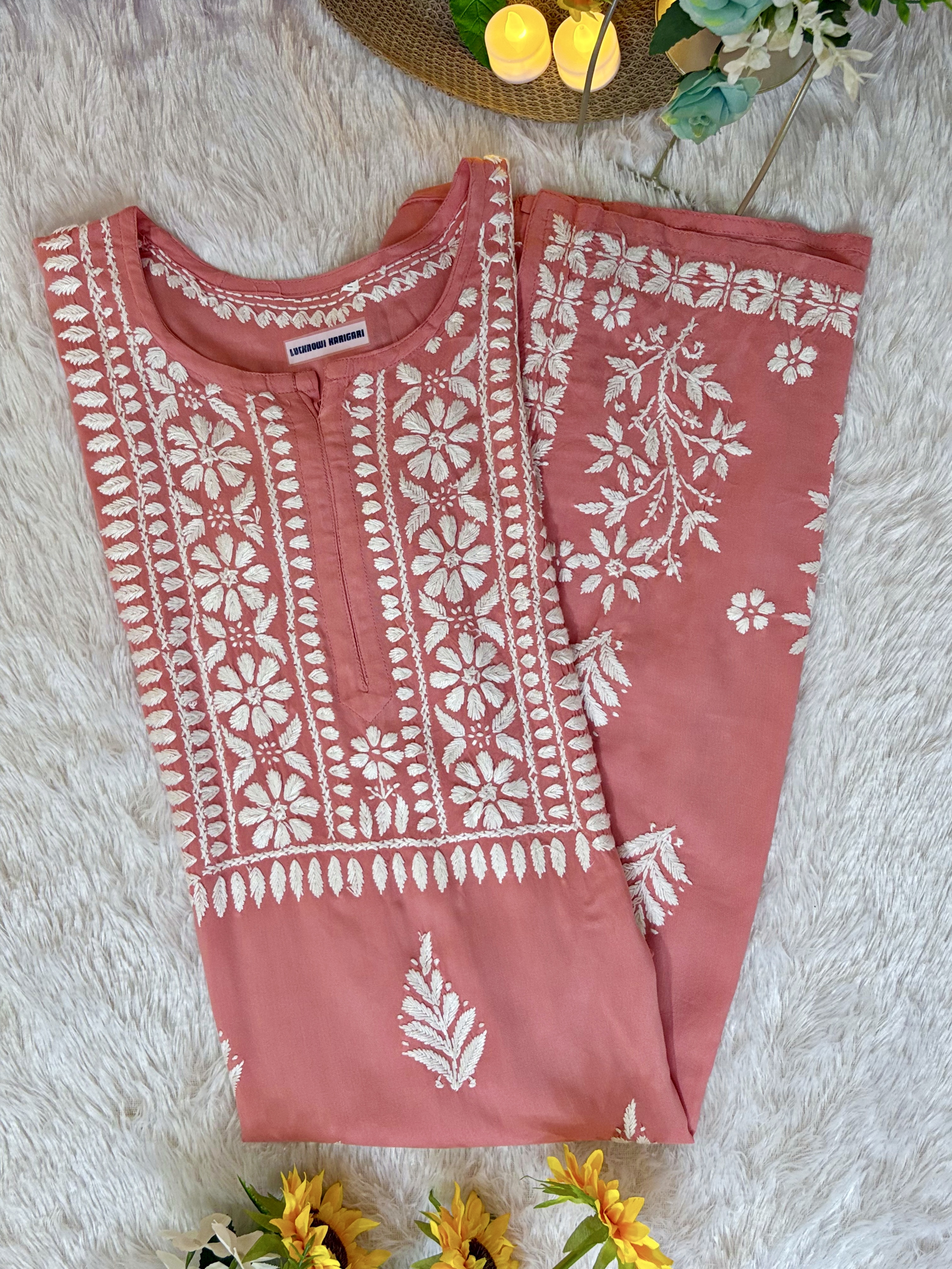 Raha Rayon Dark Peach Kurti