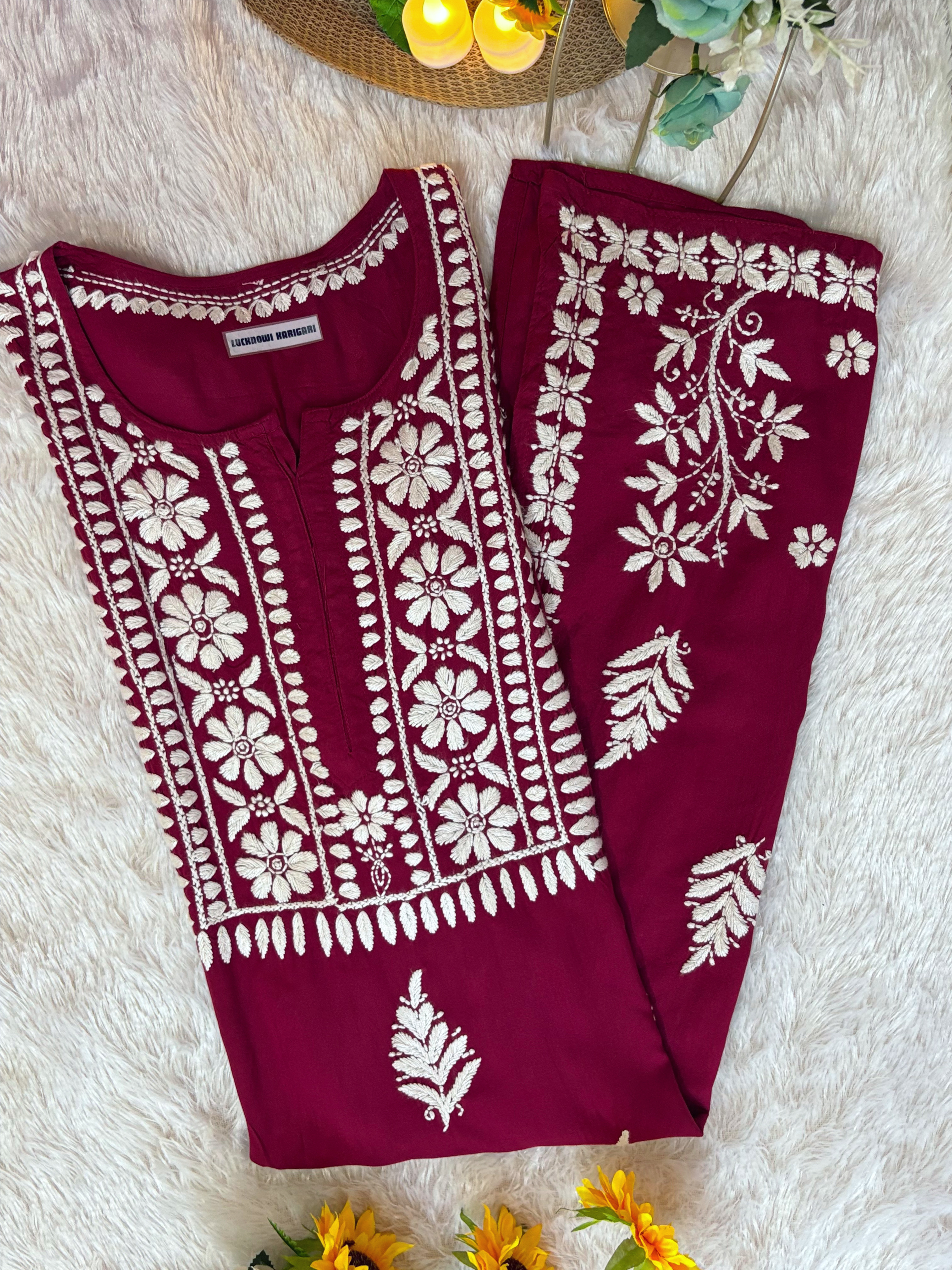 Raha Rayon Maroon Kurti