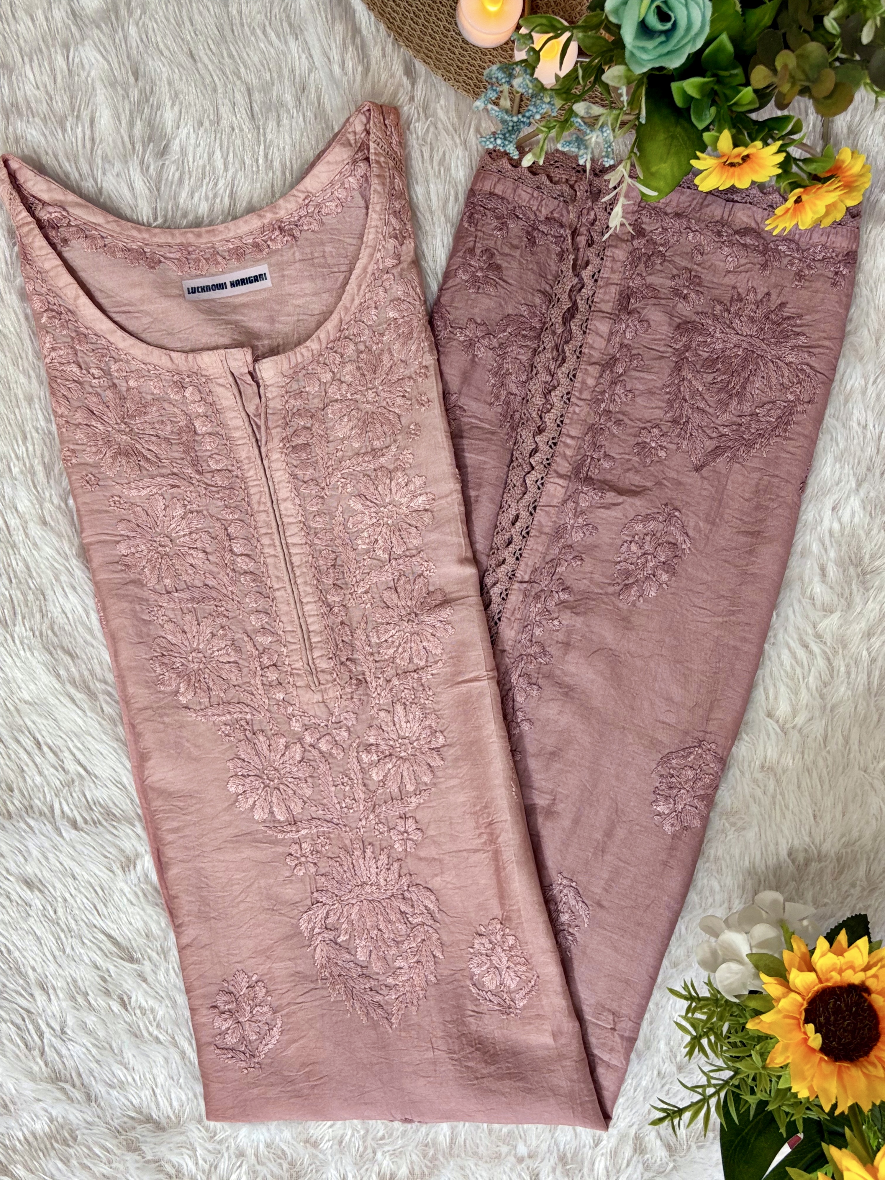 Premium Chanderi Silk kurti in Mauve Color