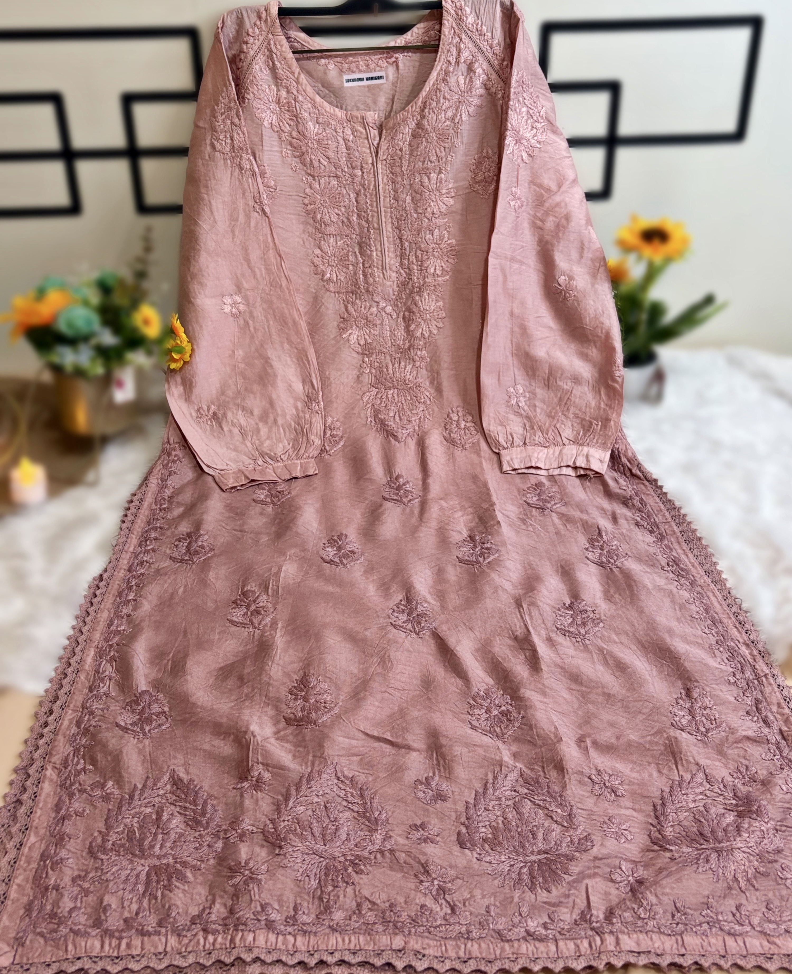 Premium Chanderi Silk kurti in Mauve Color
