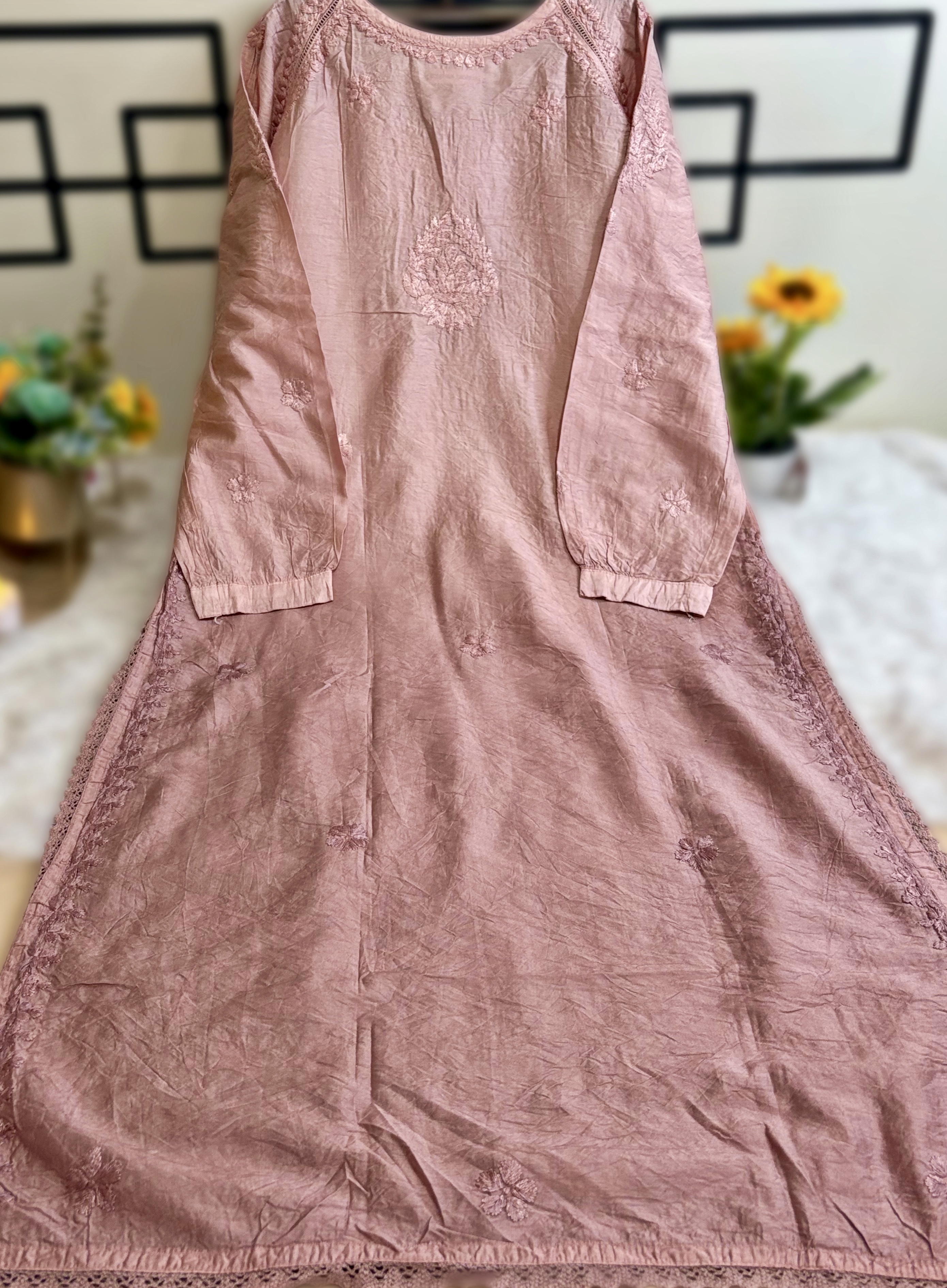 Premium Chanderi Silk kurti in Mauve Color
