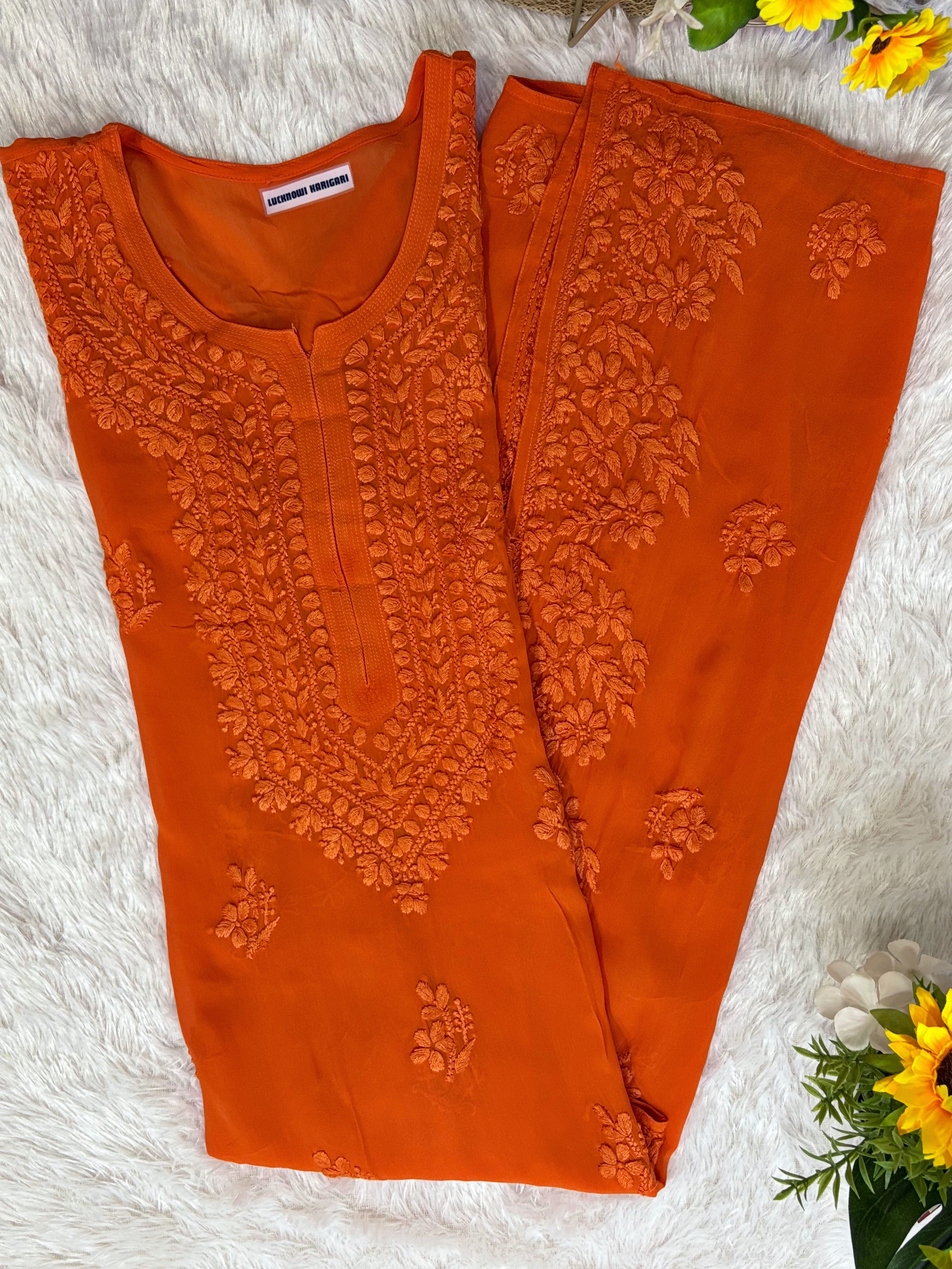 3XL-Nazakat Viscose Organge Kurti with Inner