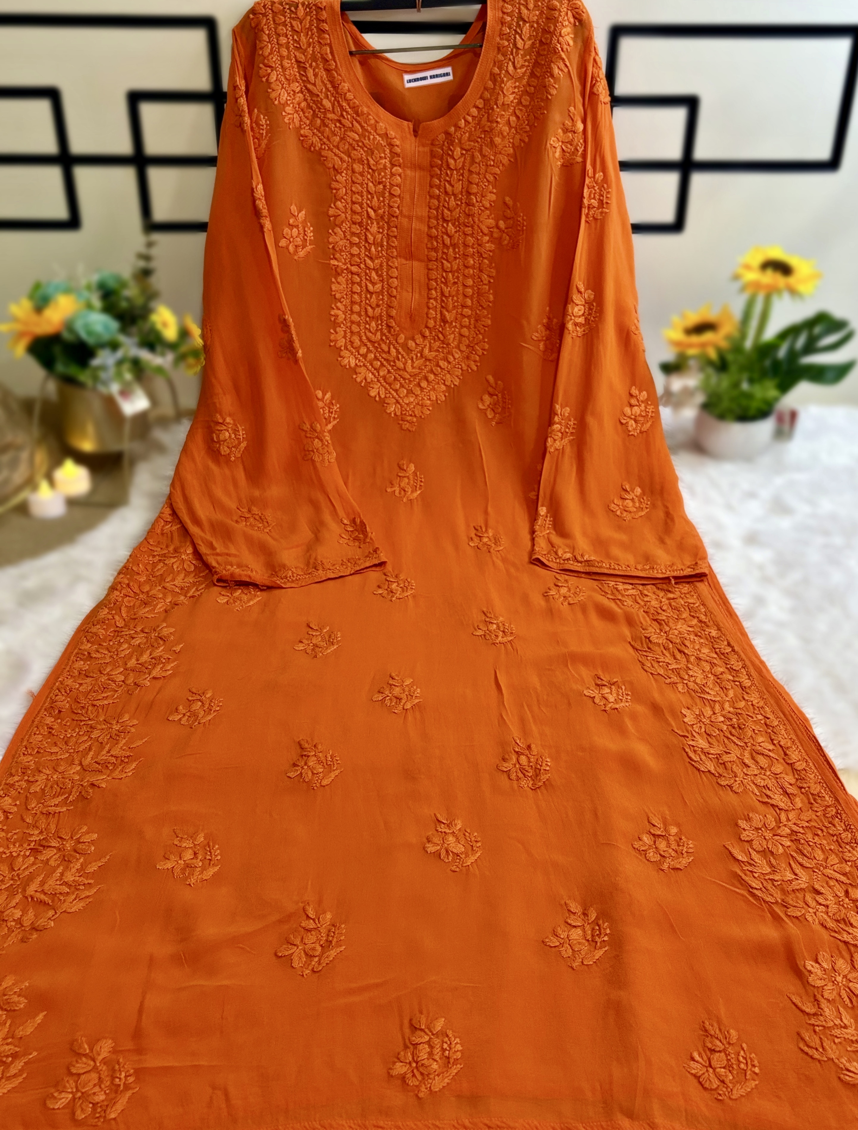 3XL-Nazakat Viscose Organge Kurti with Inner