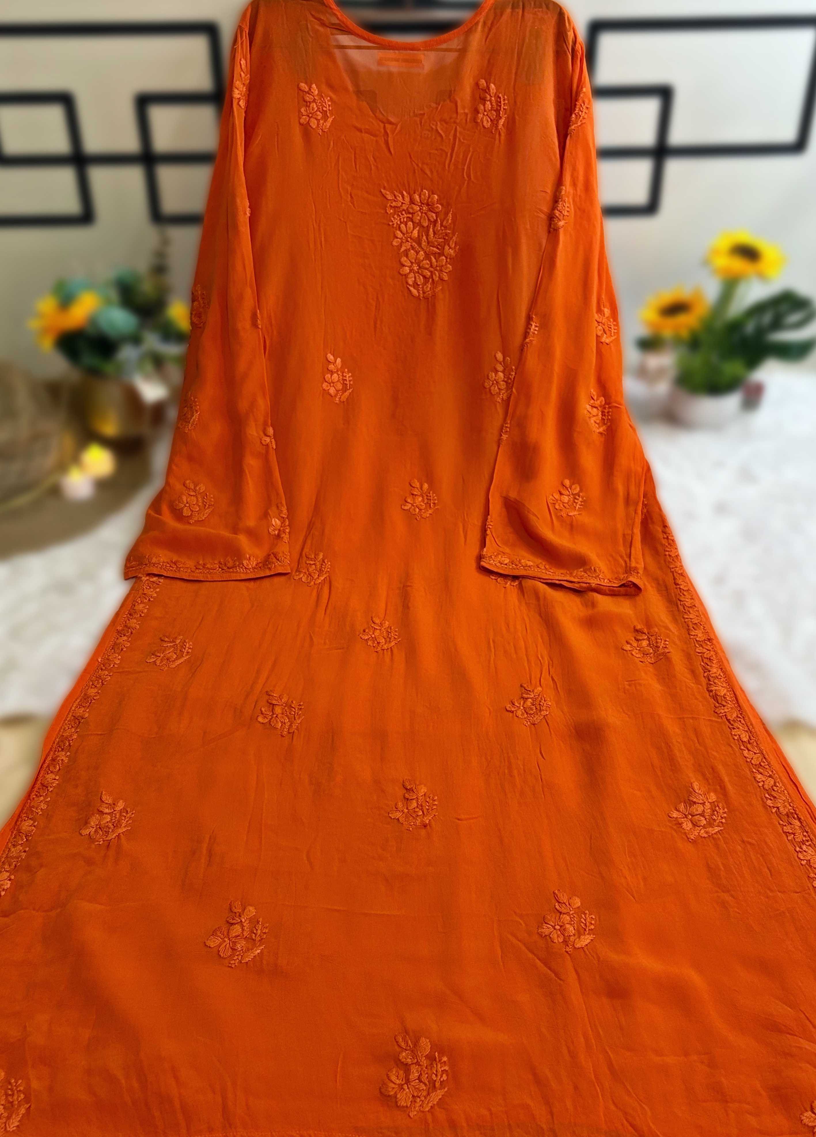 3XL-Nazakat Viscose Organge Kurti with Inner