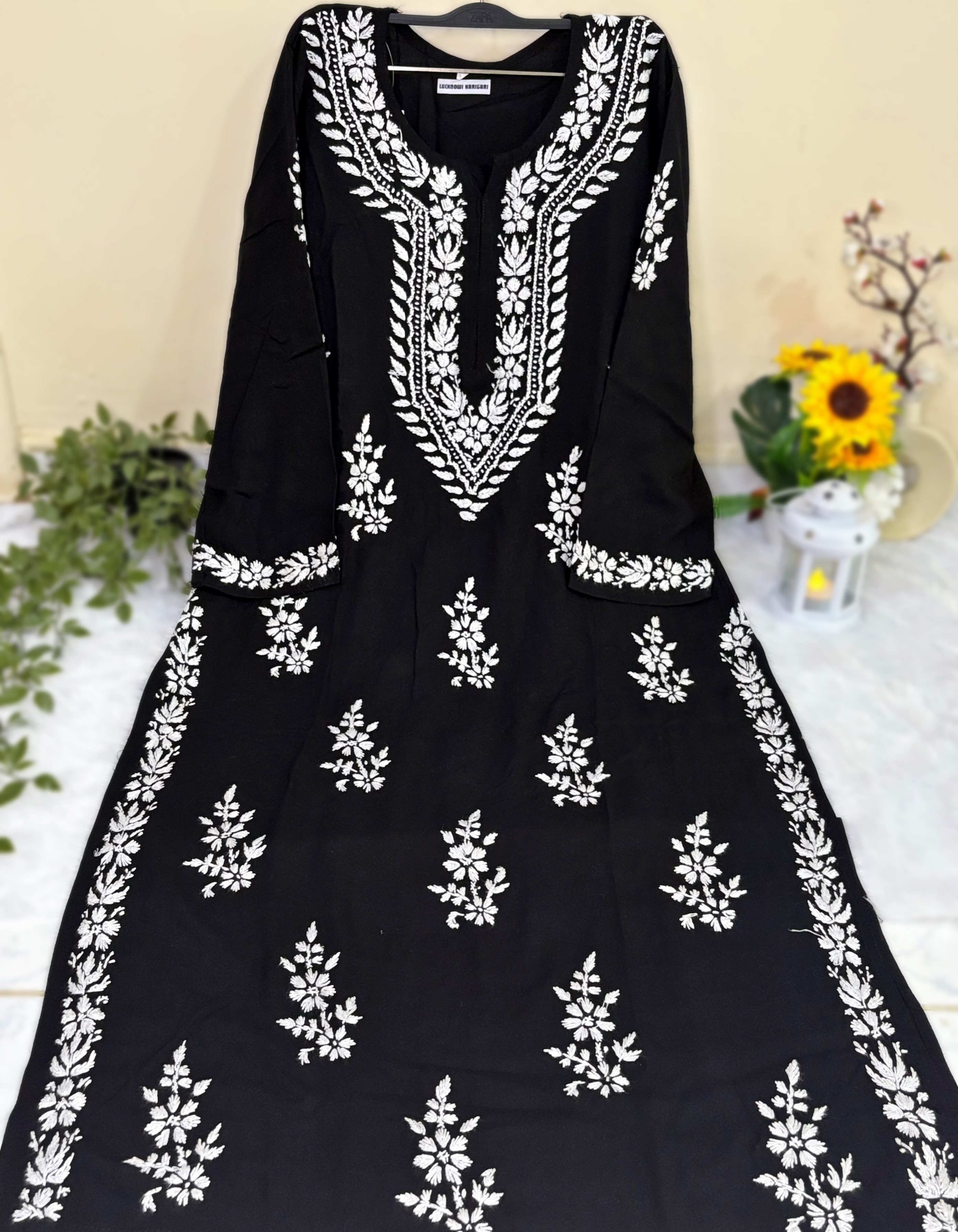 Aleena Rayon Black Long Kurta