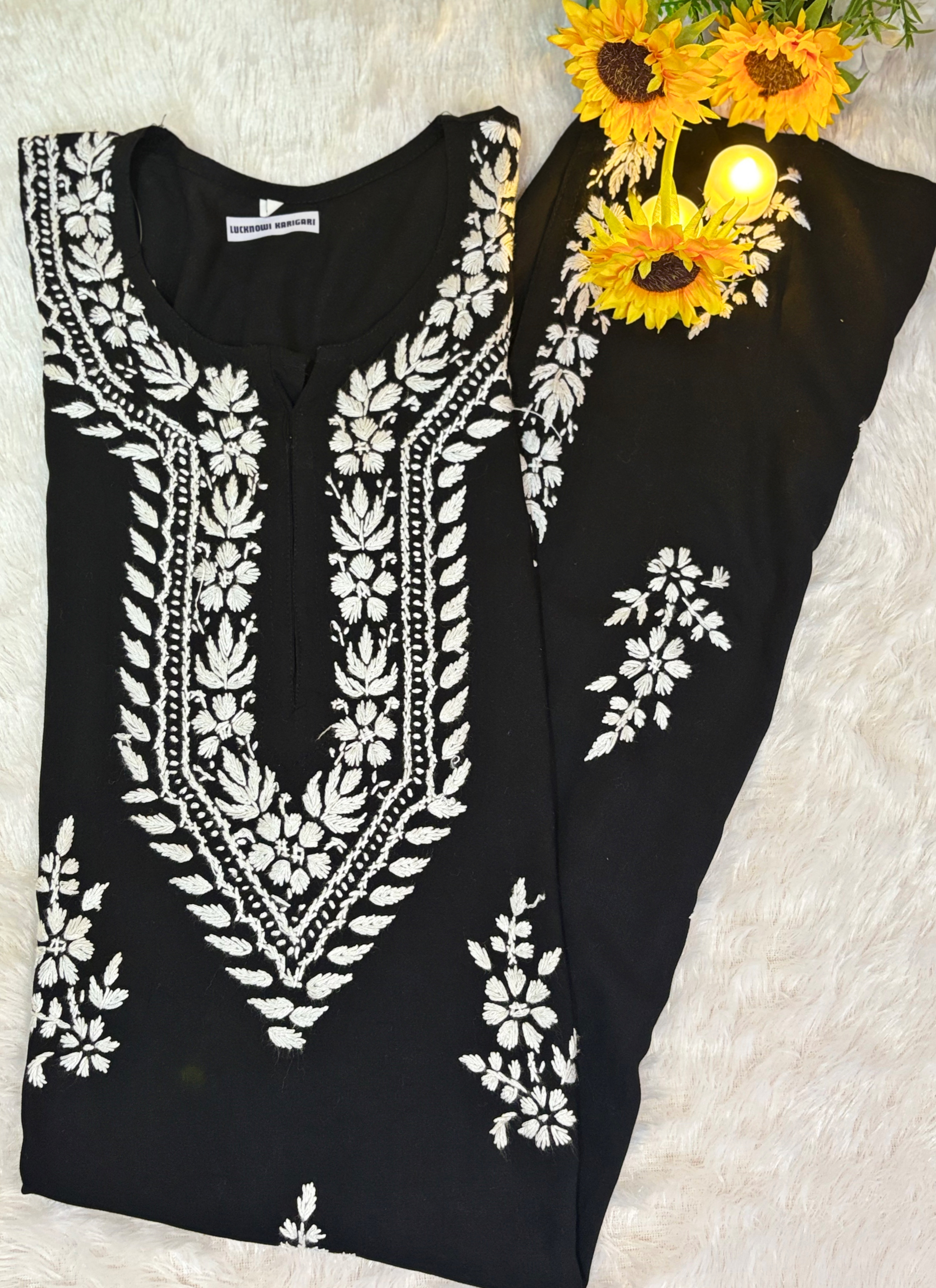 Aleena Rayon Black Long Kurta