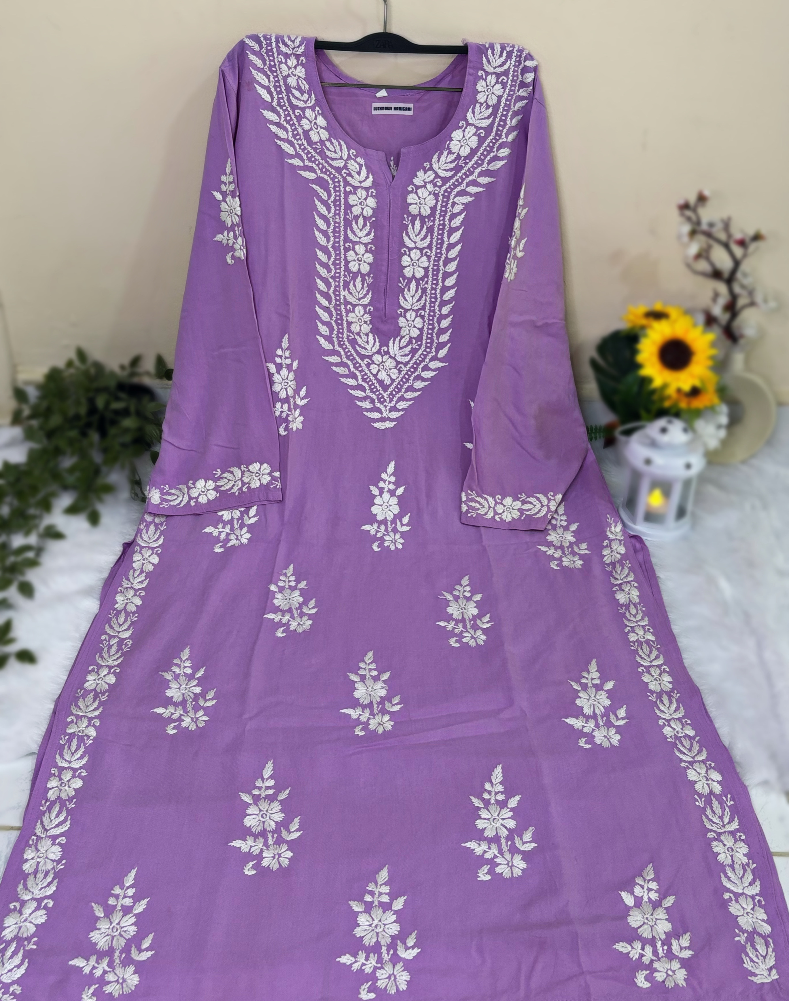 Aleena Rayon Orchid Purple Long Kurti