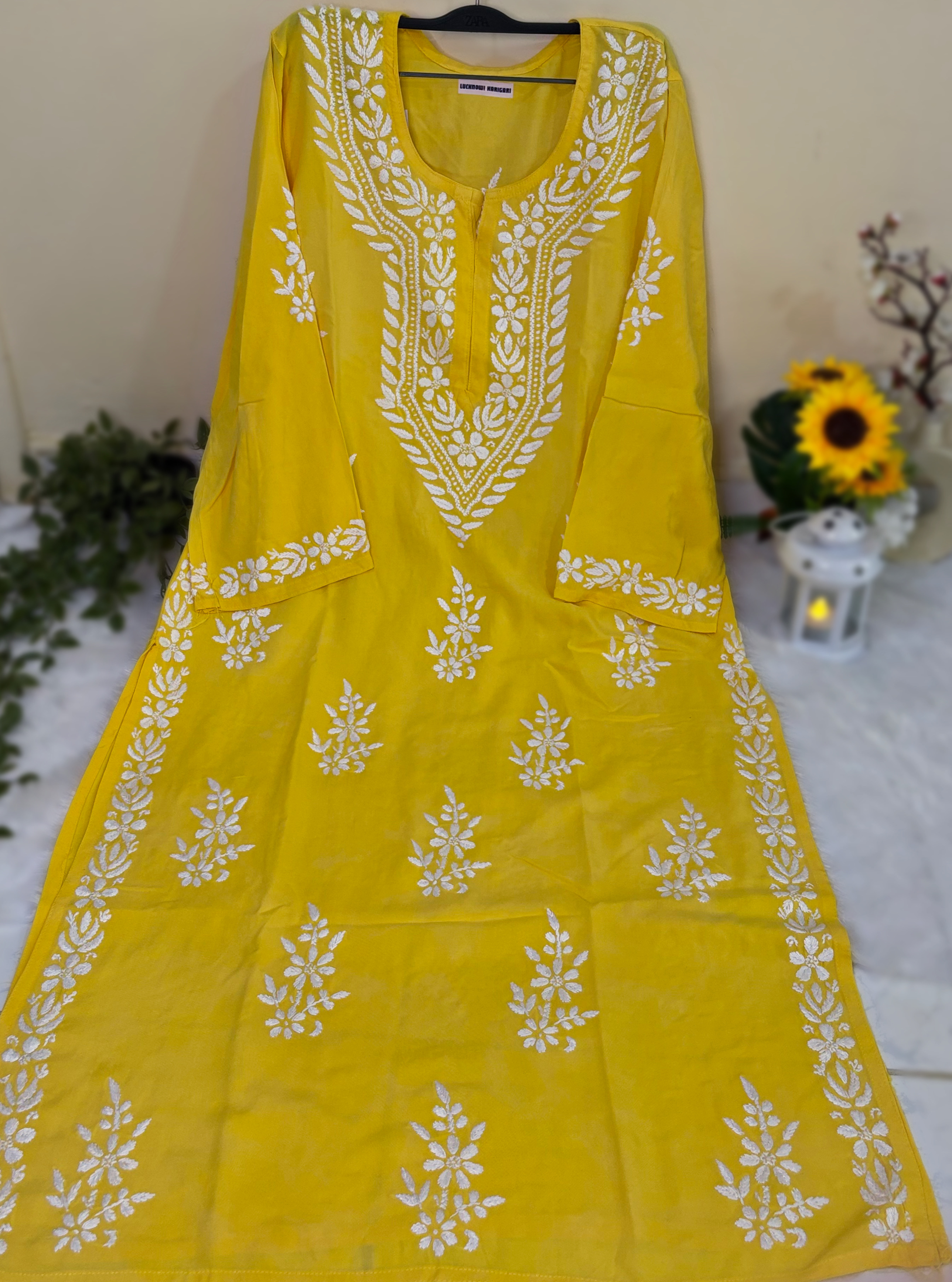 Aleena Rayon Yellow Long Kurti