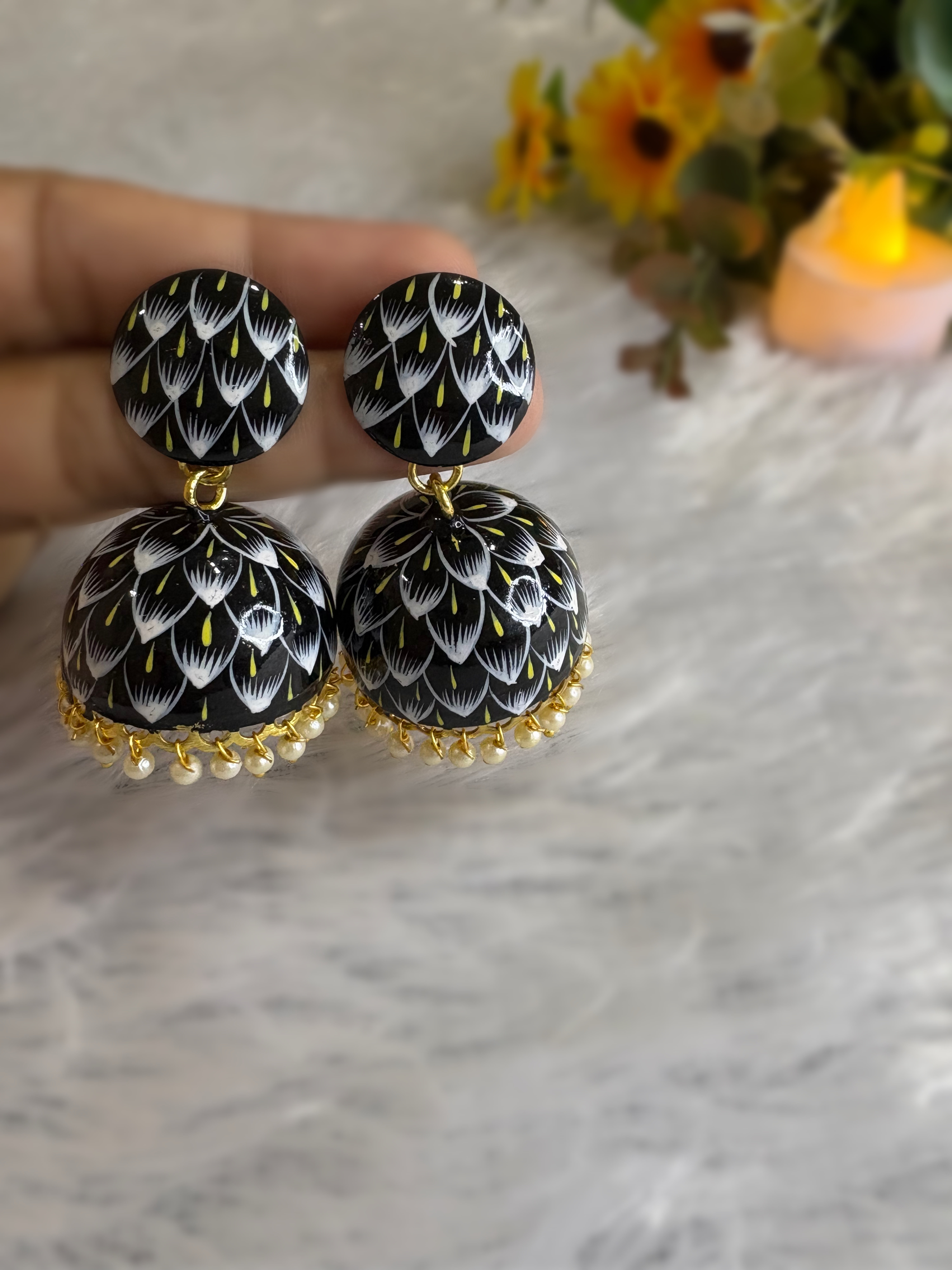 Nazakat Hand-Painted Jhumka Earrings