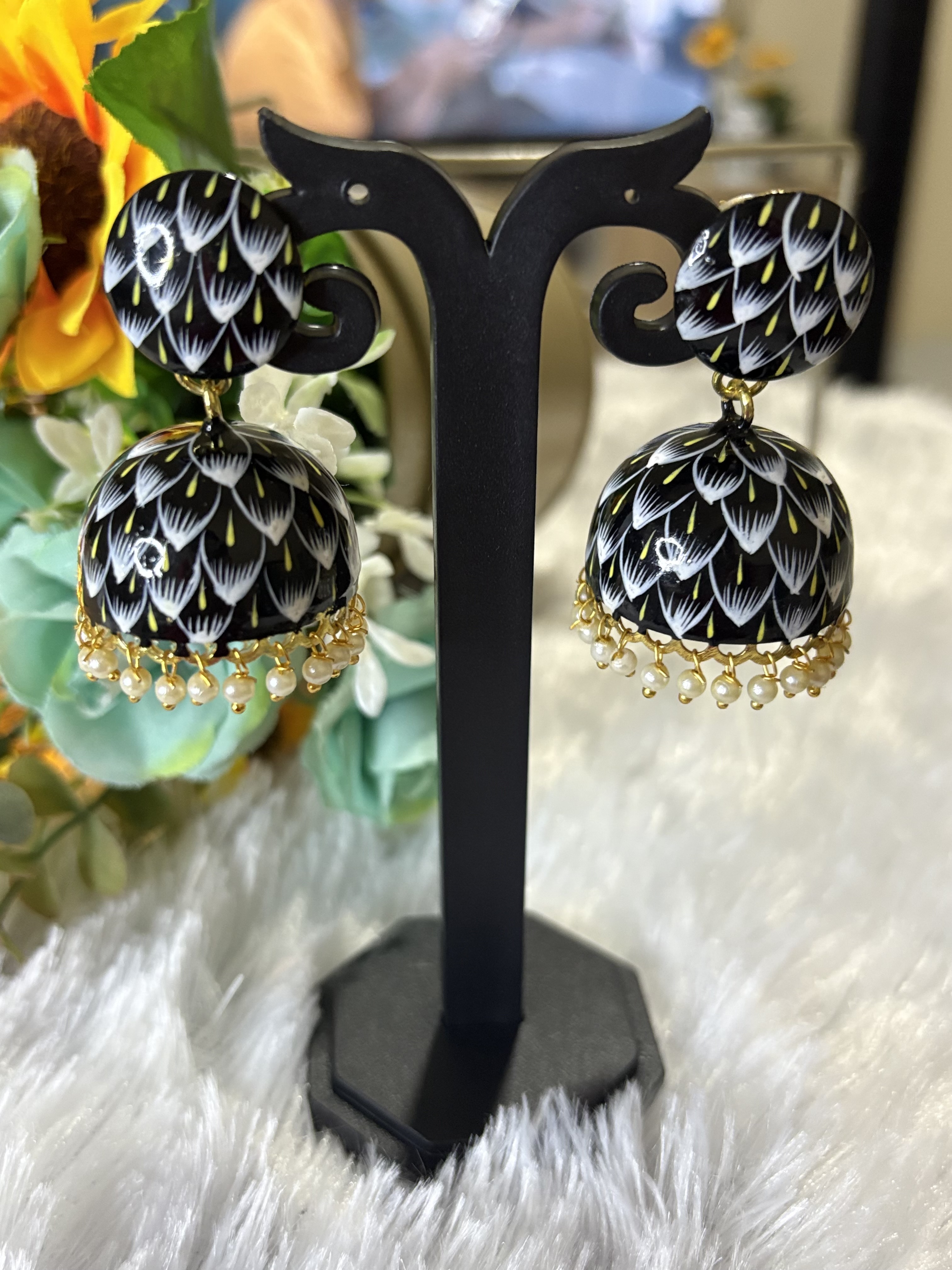 Nazakat Hand-Painted Jhumka Earrings