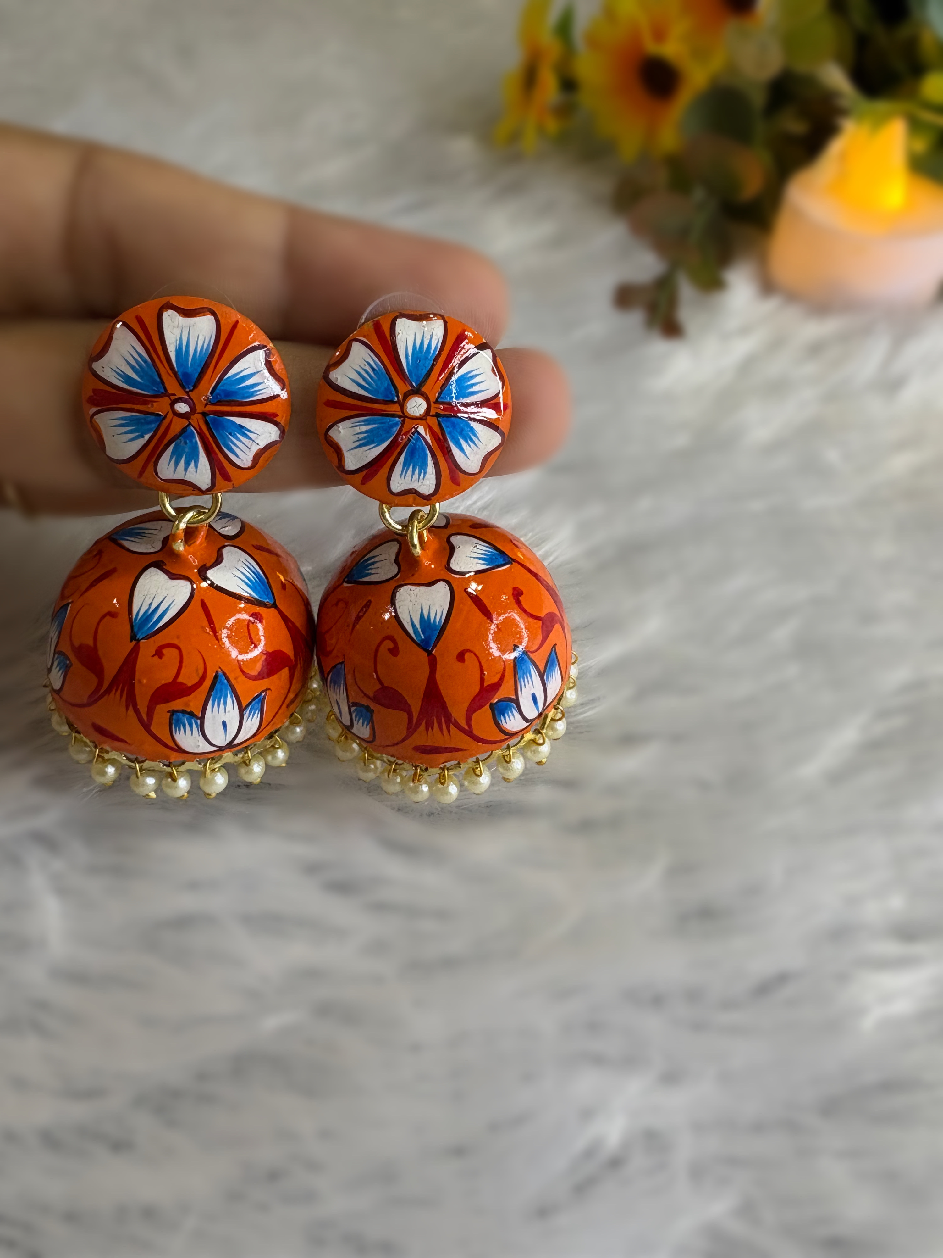 Nazakat Hand-Painted Jhumka Earrings