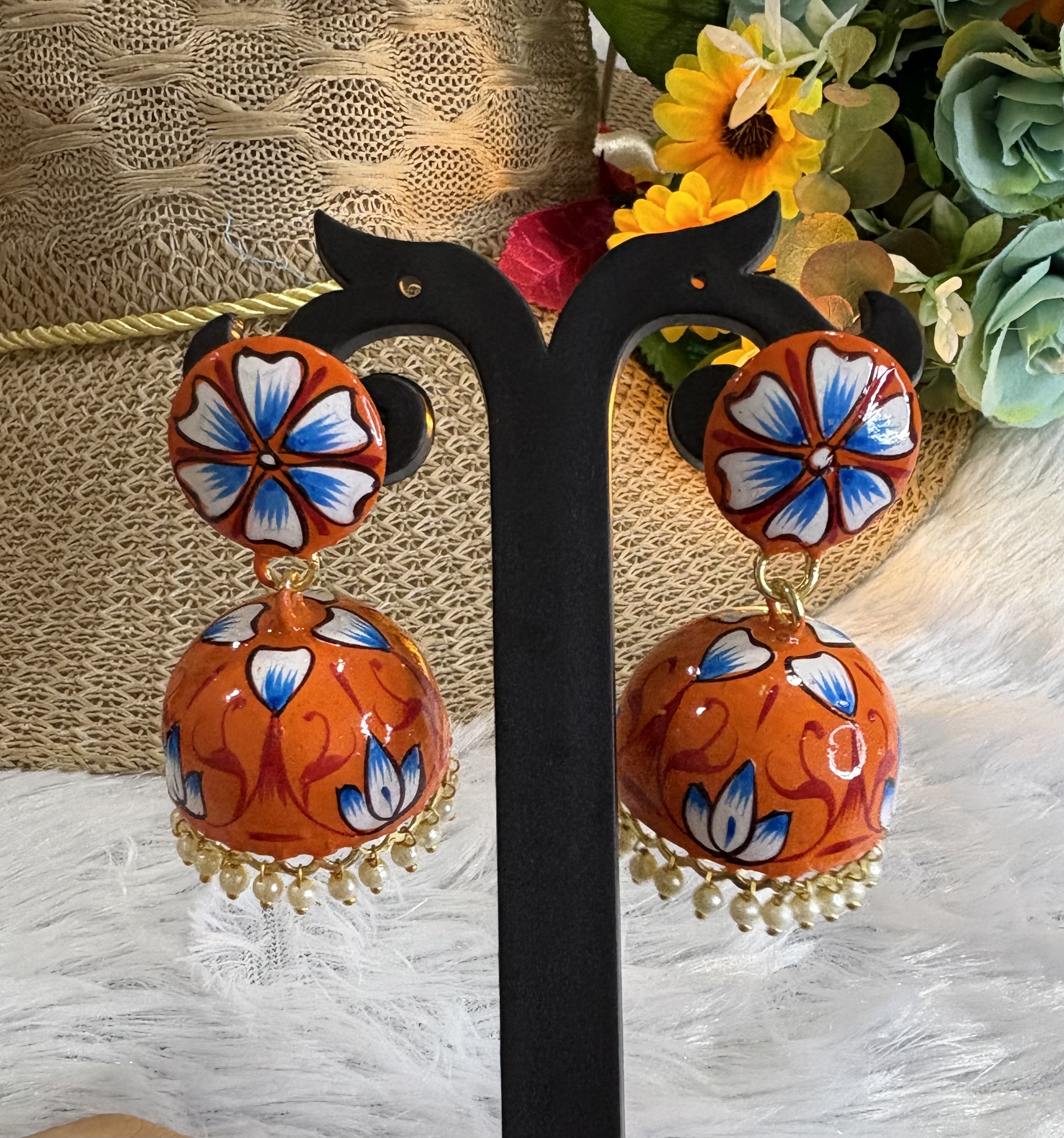 Nazakat Hand-Painted Jhumka Earrings