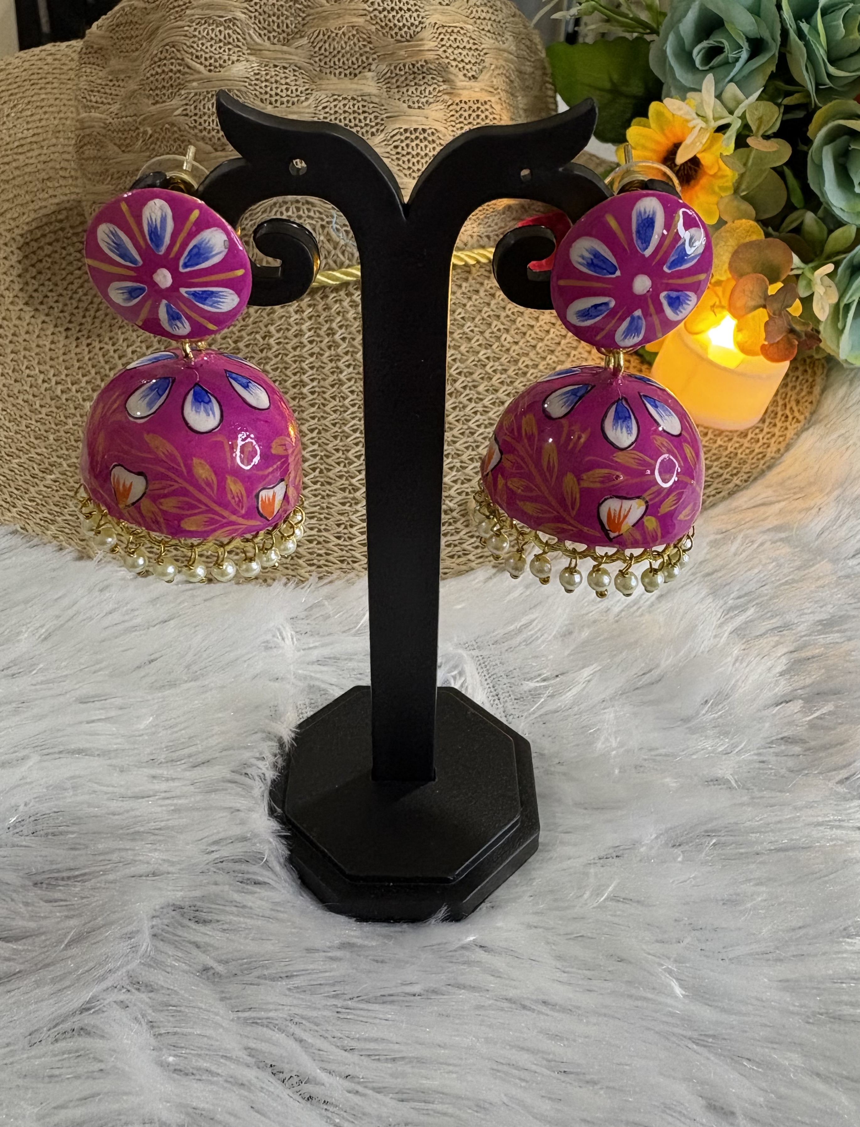 Nazakat Hand-painted Jhumka Earrings