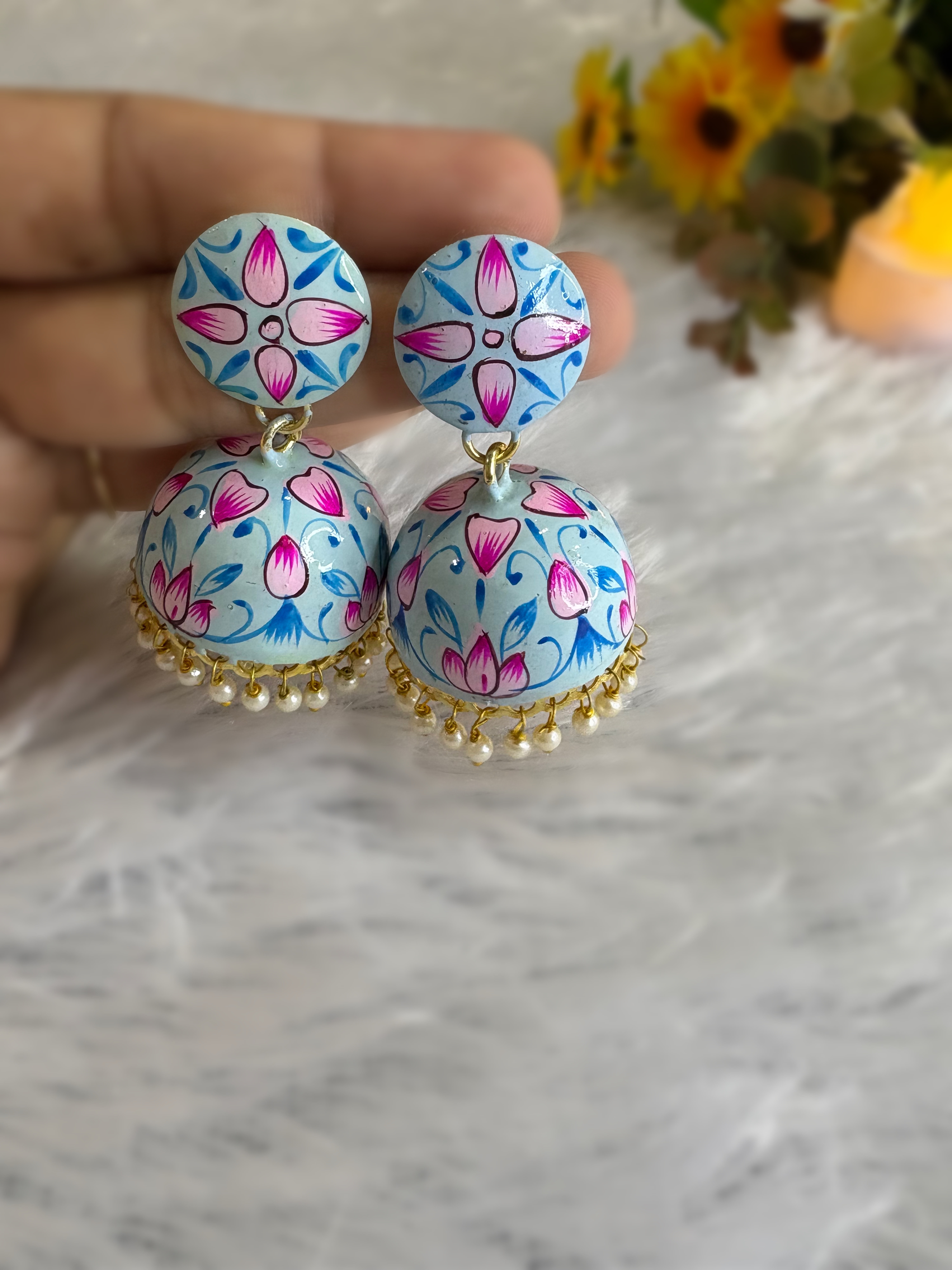 Nazakat Hand-painted Jhumka Earrings