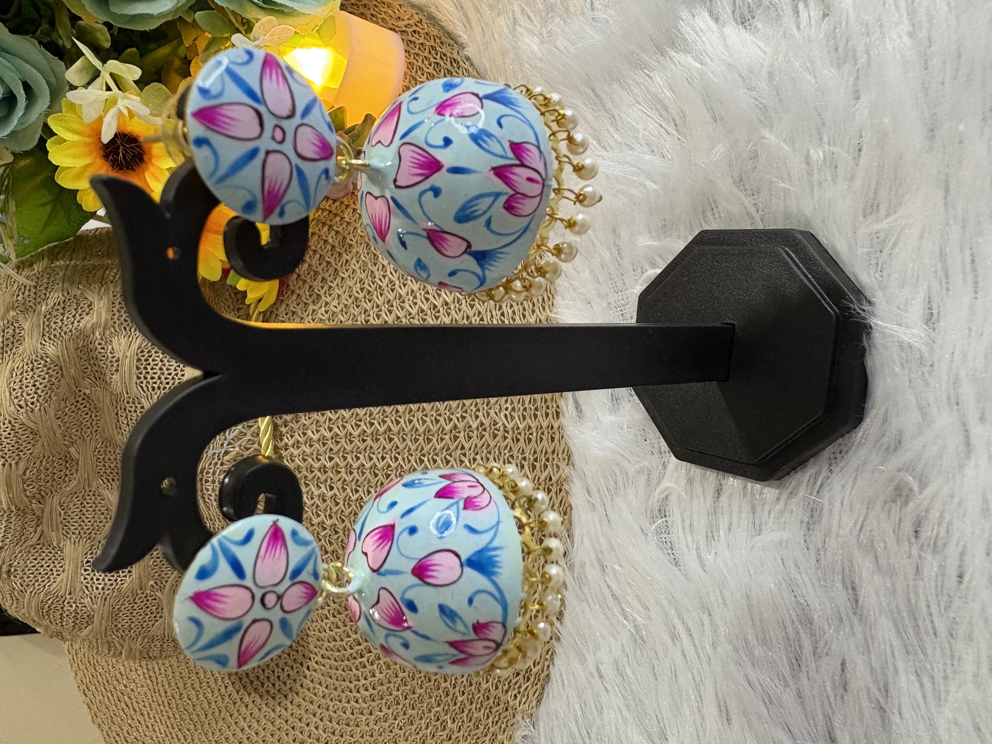 Nazakat Hand-painted Jhumka Earrings