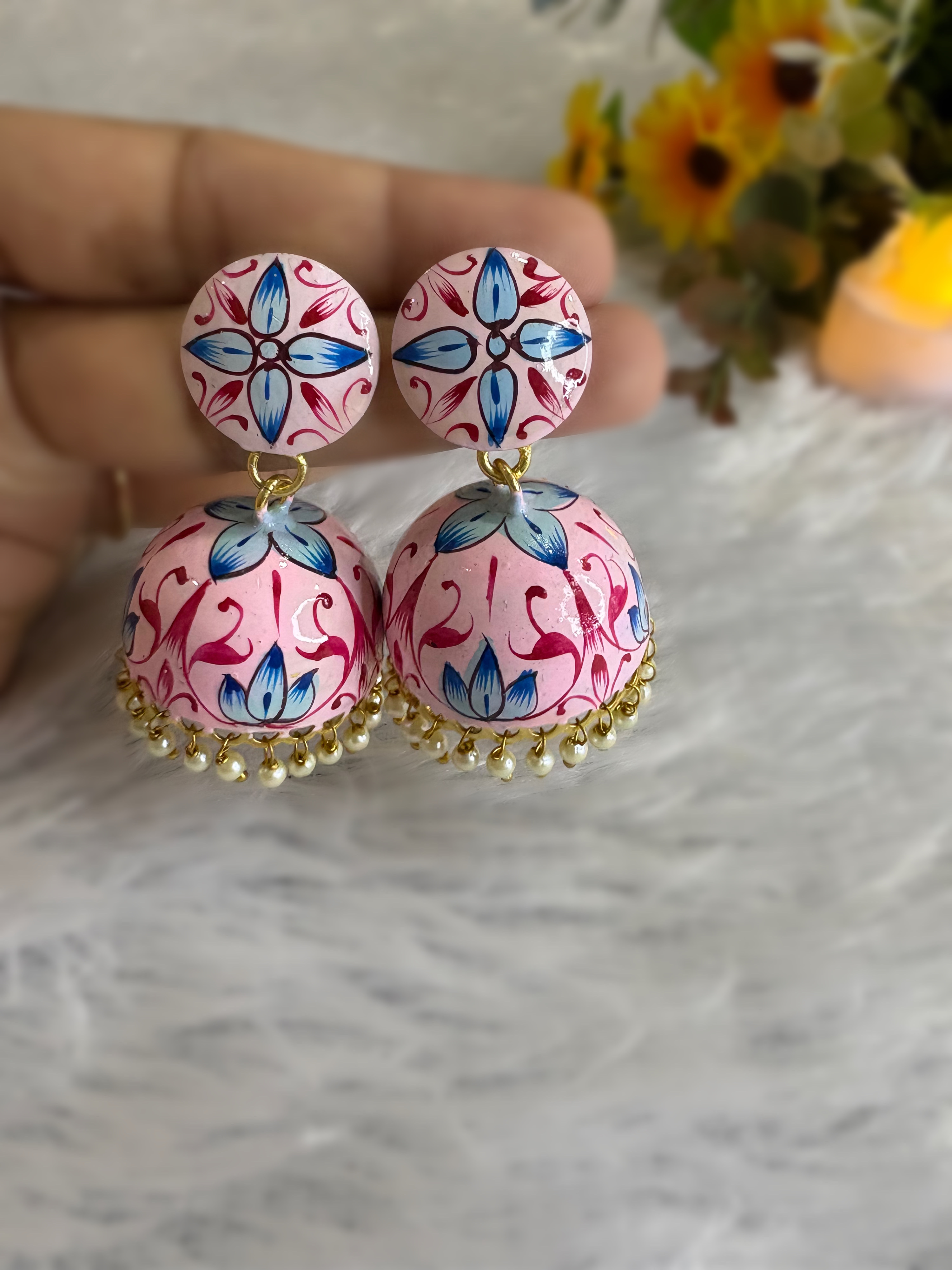 Nazakat Hand-Painted Jhumka Earrings