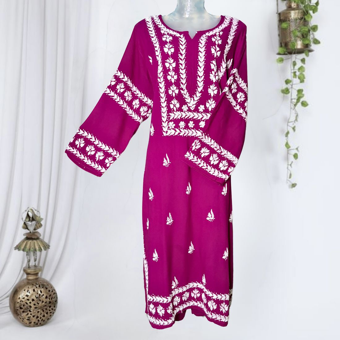 Heer Rayon Magenta Plus Sizes Kurti