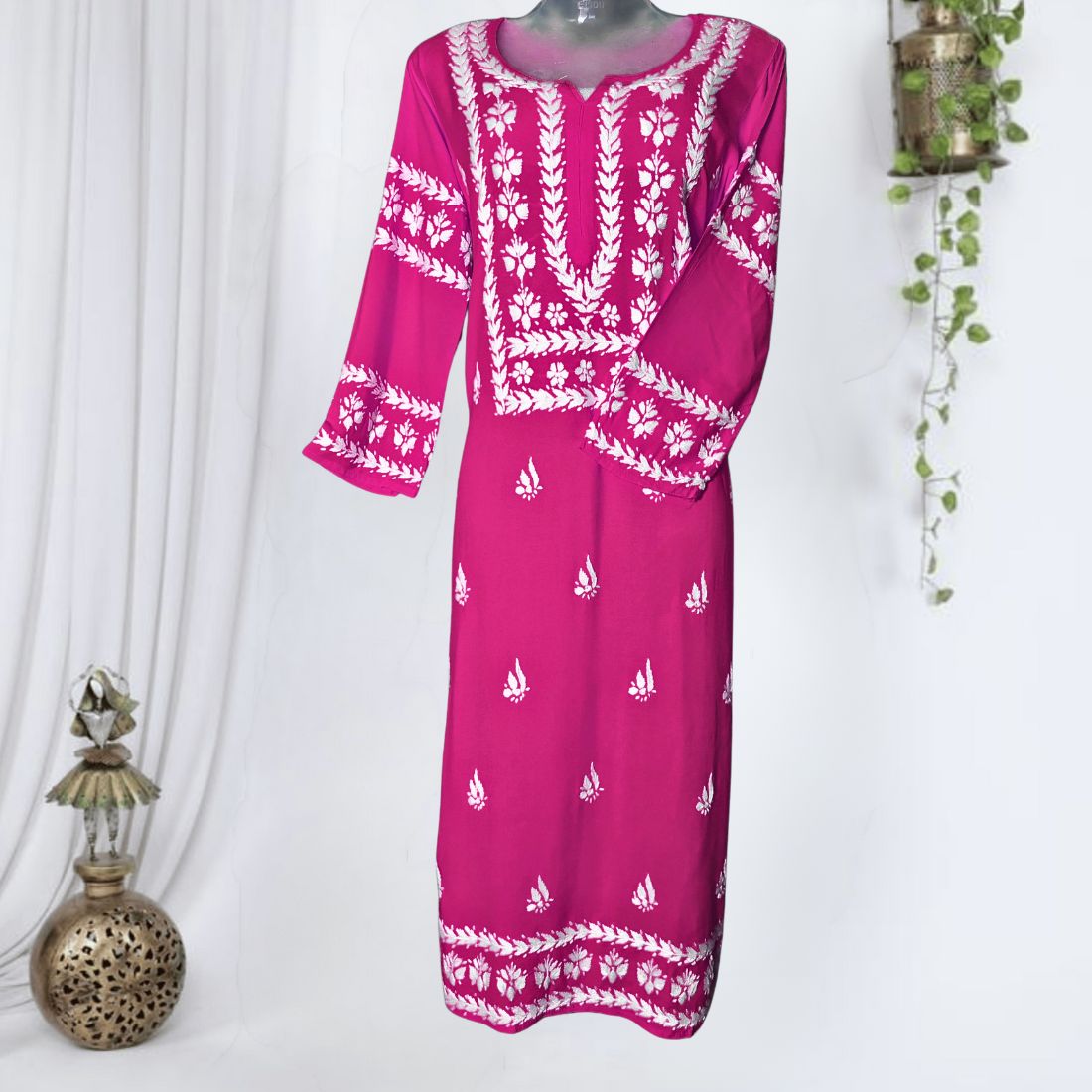 Heer Rayon Fuchsia Pink Kurti