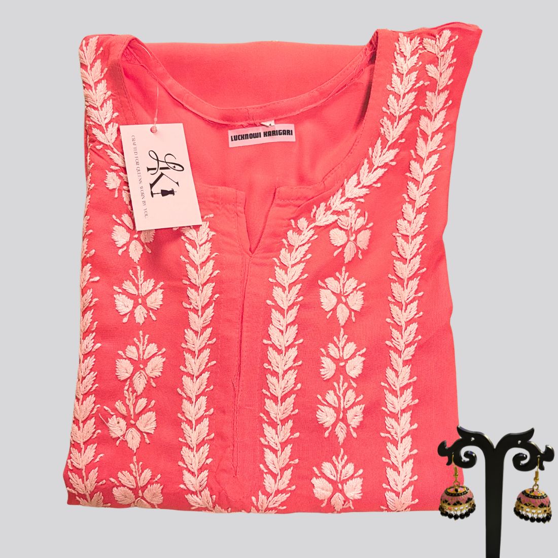 Heer Rayon Dark Peach Kurti