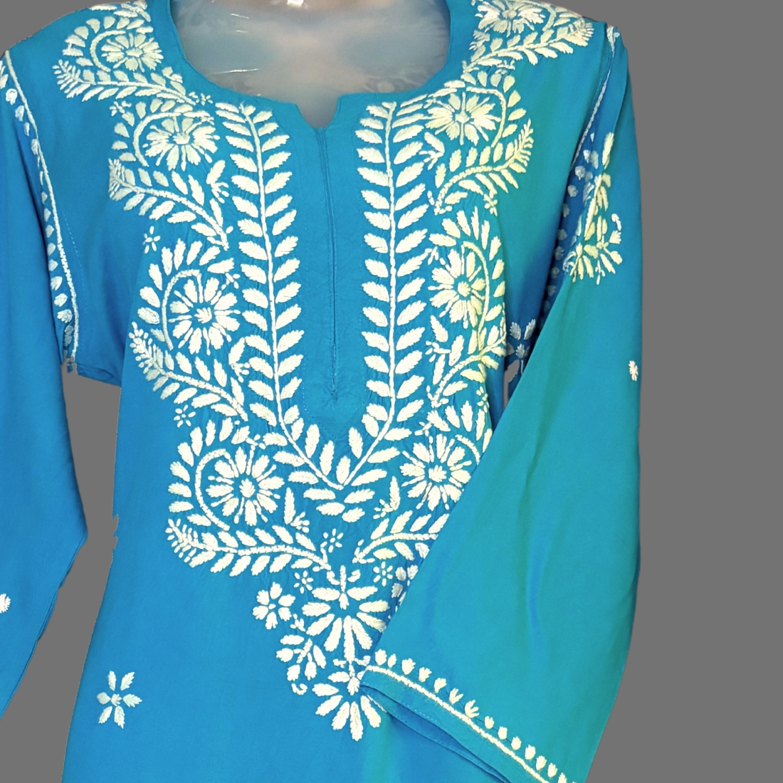 Lina Rayon Turquoise Blue Kurti