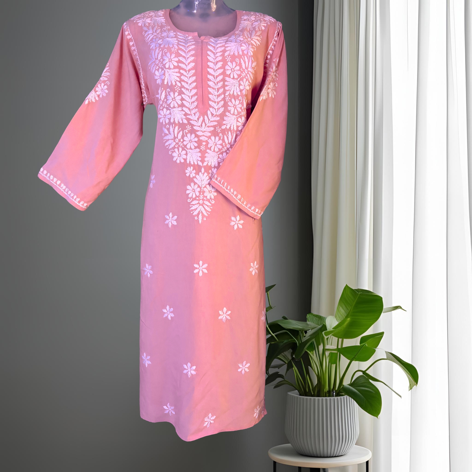 Lina Rayon Dark Peach Kurti