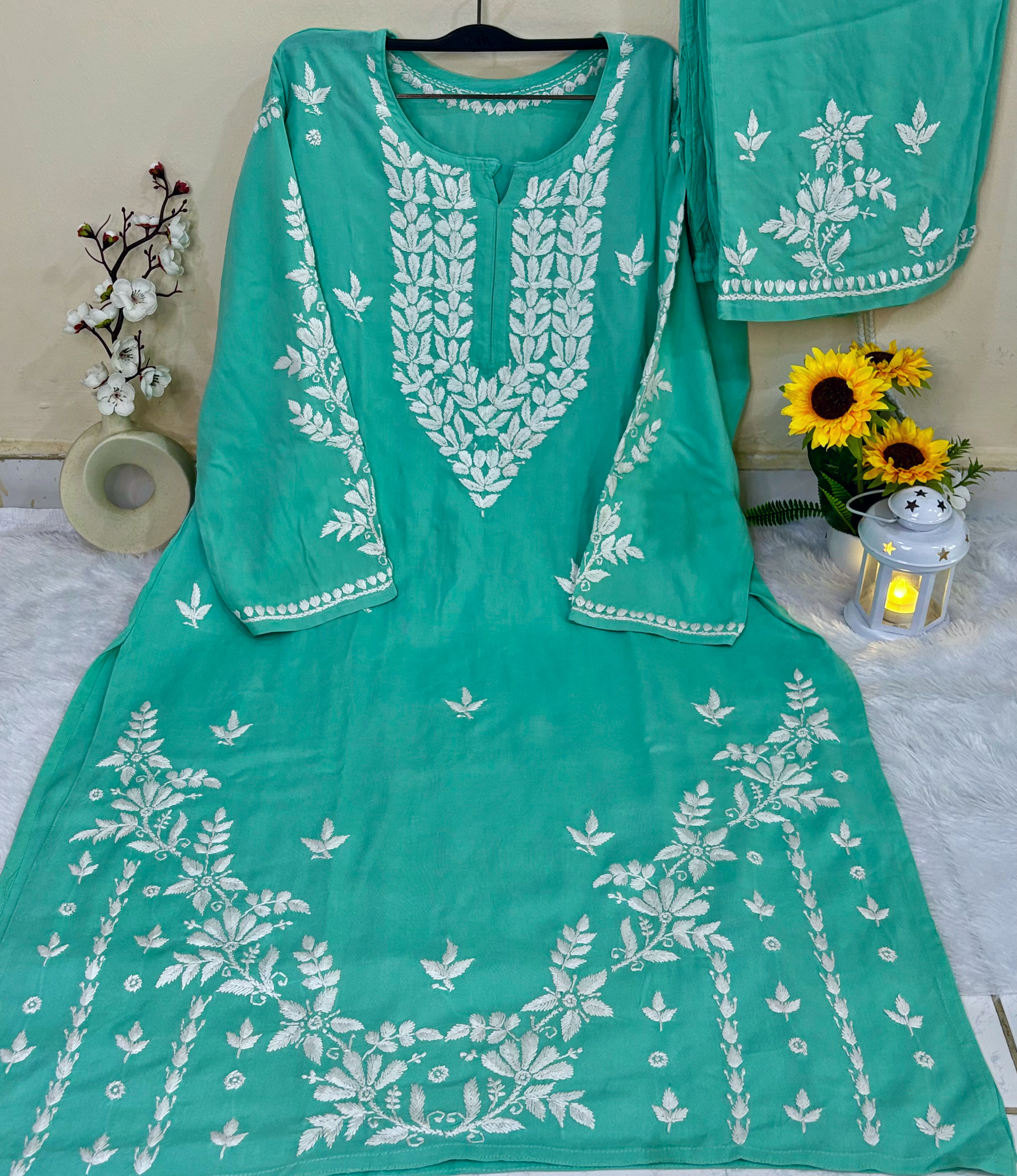 Mayera Rayon Mint Green Daman Set